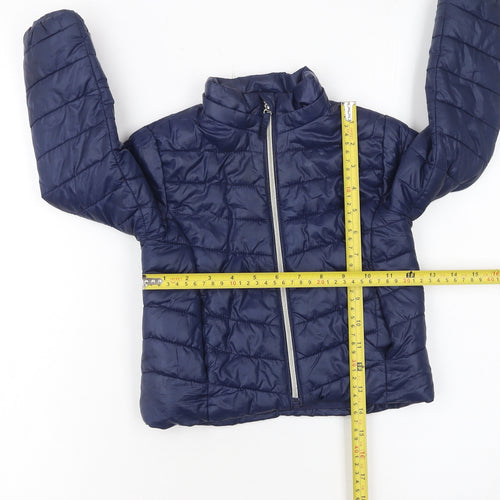H&M Girls Blue Puffer Jacket 3-4 Years Lightweight Quilted Zip Coat