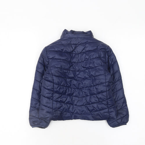 H&M Girls Blue Puffer Jacket 3-4 Years Lightweight Quilted Zip Coat