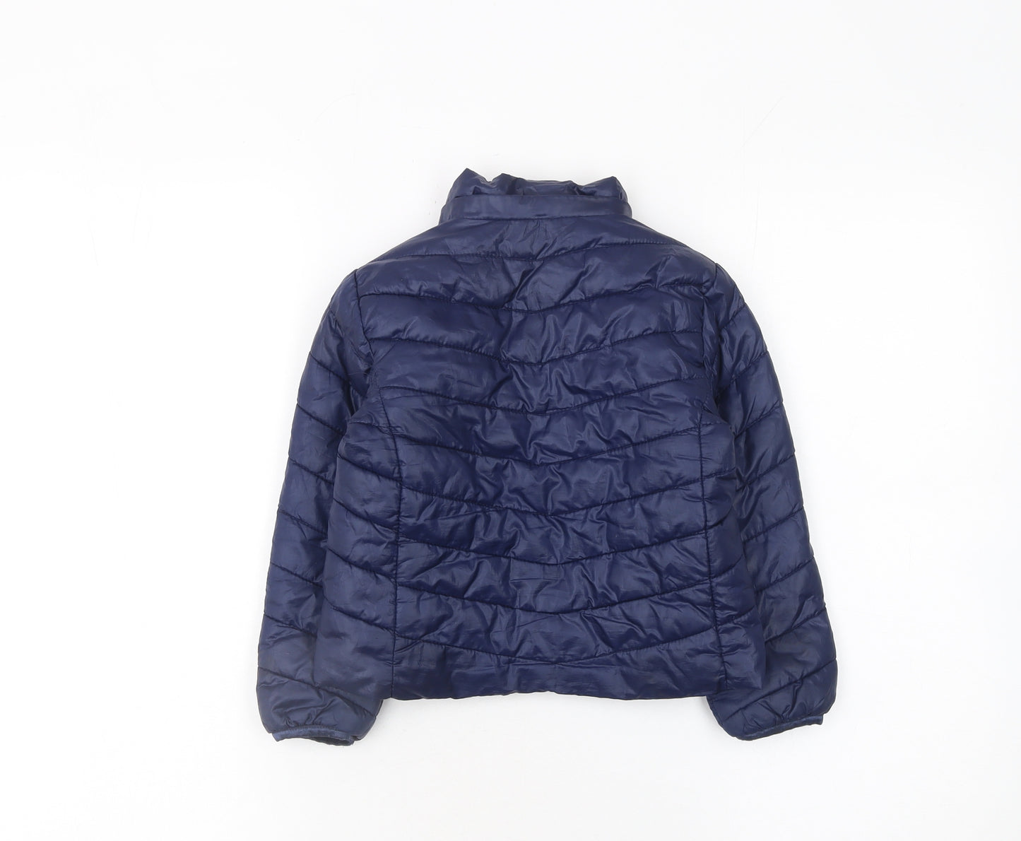 H&M Girls Blue Puffer Jacket 3-4 Years Lightweight Quilted Zip Coat