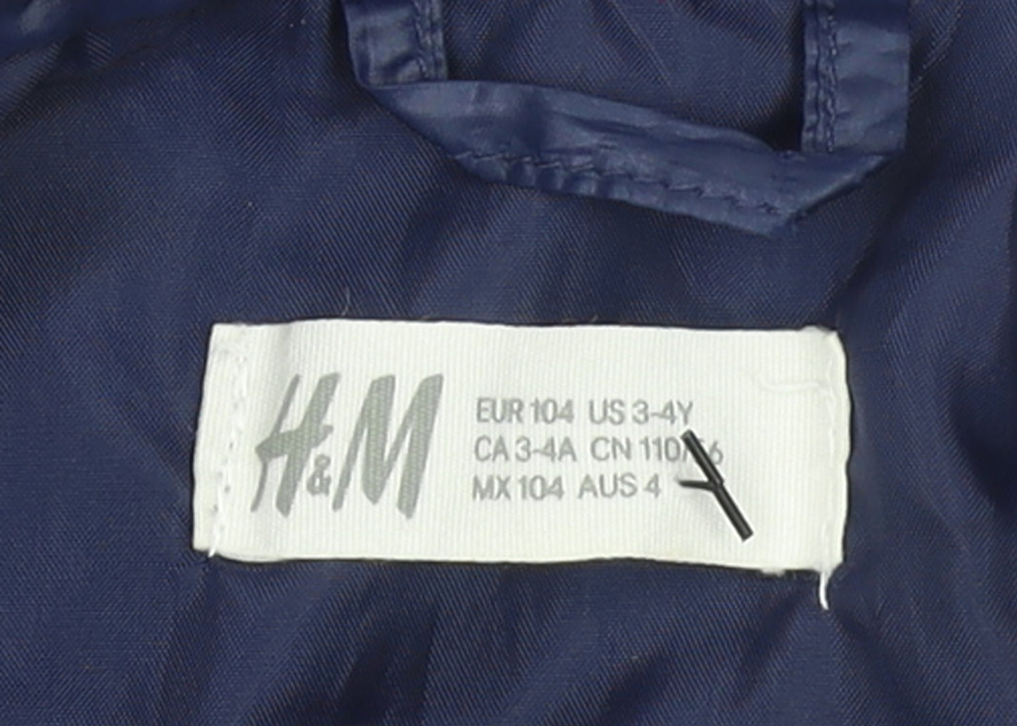 H&M Girls Blue Puffer Jacket 3-4 Years Lightweight Quilted Zip Coat