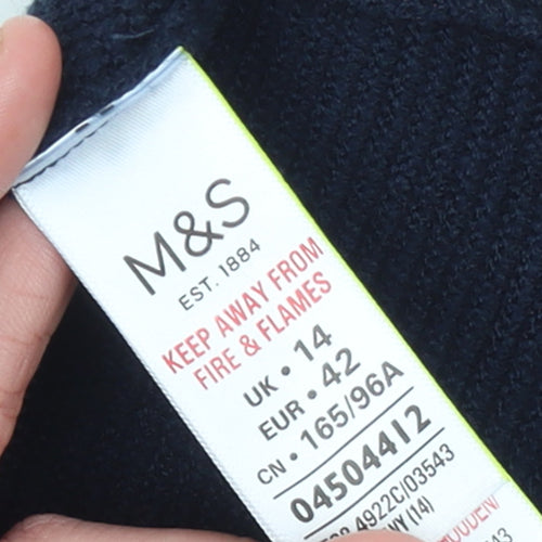 Marks and Spencer Womens Black Size 14 Open Front Knit Cardigan