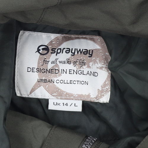 Sprayway Women’s Green Hooded Parka Jacket Size 14 Lined Water Resistant