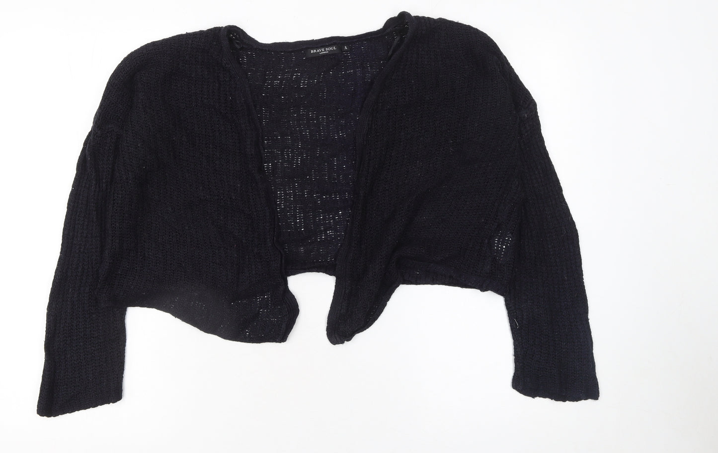 Brave Soul Women Black Open Knit Lightweight Cardigan Size S