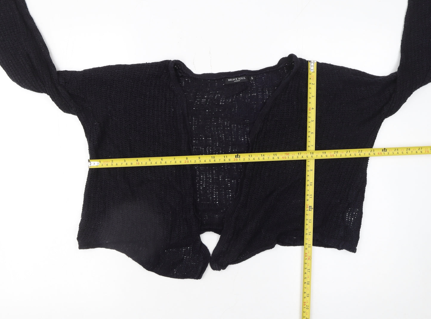 Brave Soul Women Black Open Knit Lightweight Cardigan Size S