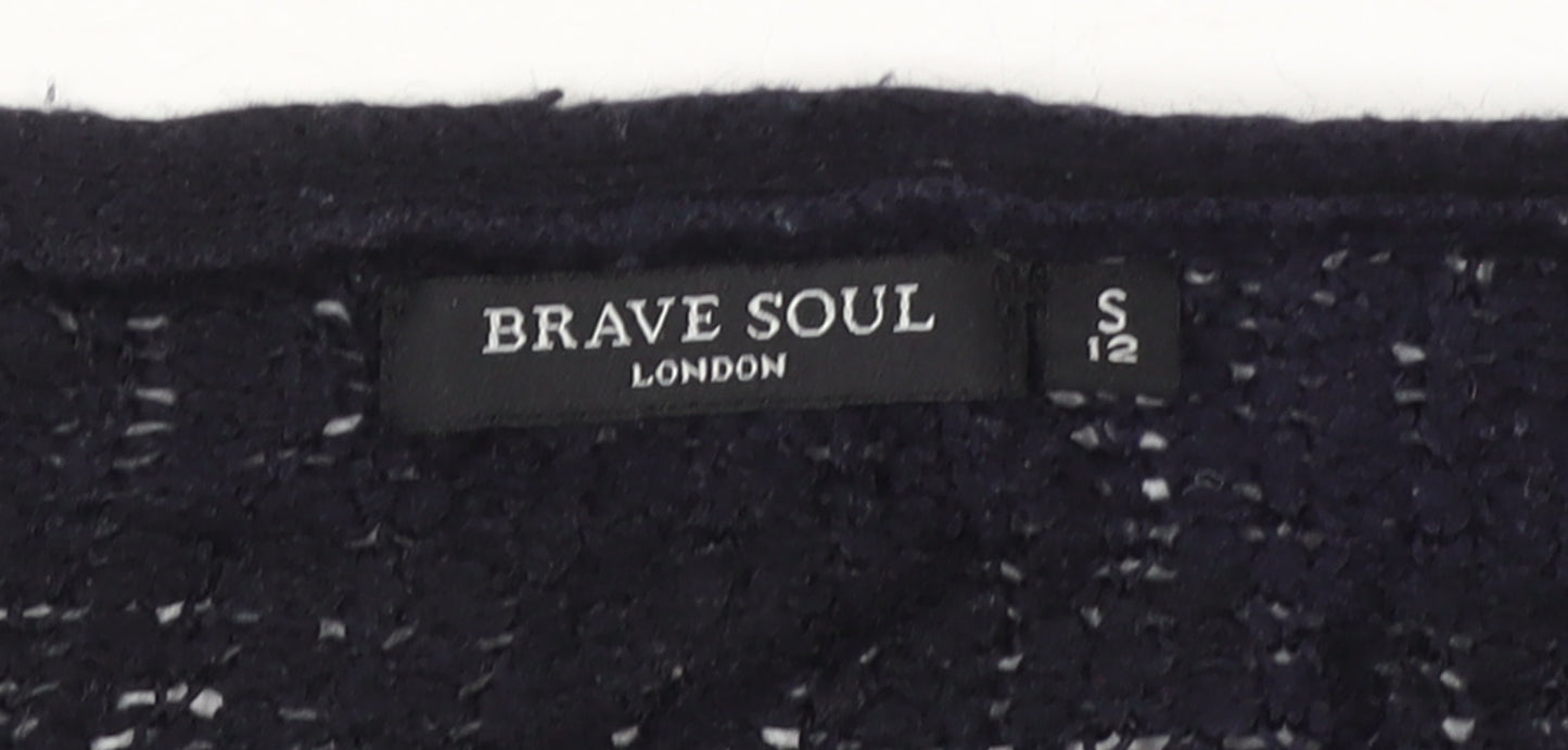 Brave Soul Women Black Open Knit Lightweight Cardigan Size S