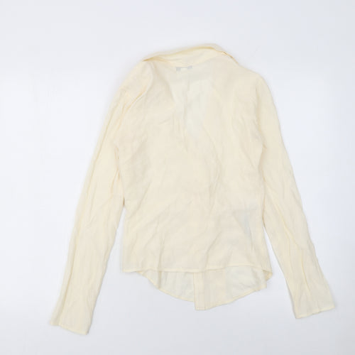 Topshop Women's Beige Wrap Long Sleeve Viscose Blouse Size 6