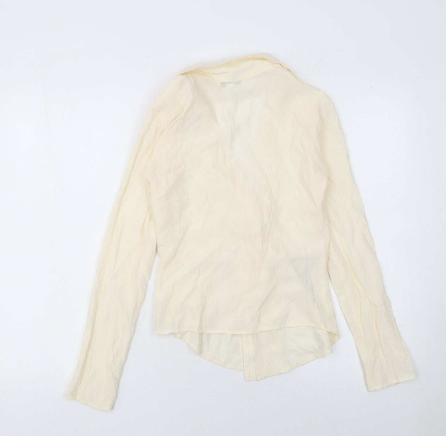 Topshop Women's Beige Wrap Long Sleeve Viscose Blouse Size 6