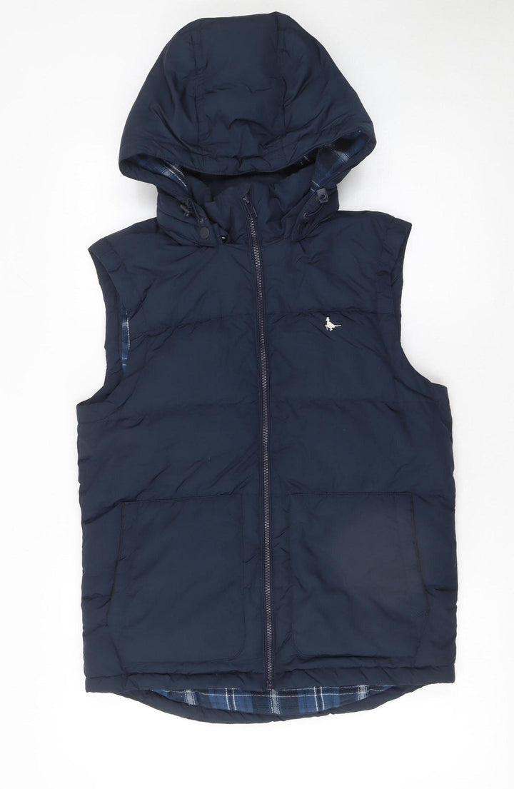 Jack Wills Men's Blue XS Hooded Puffer Gilet Waistcoat