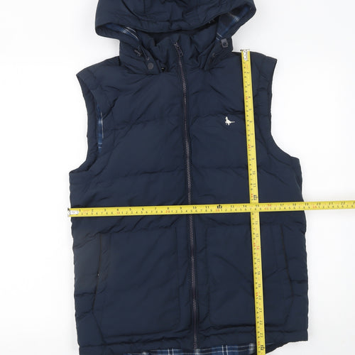 Jack Wills Men's Blue XS Hooded Puffer Gilet Waistcoat