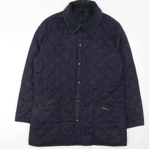 Barbour Men's Blue Quilted Mid-Length Jacket Size S
