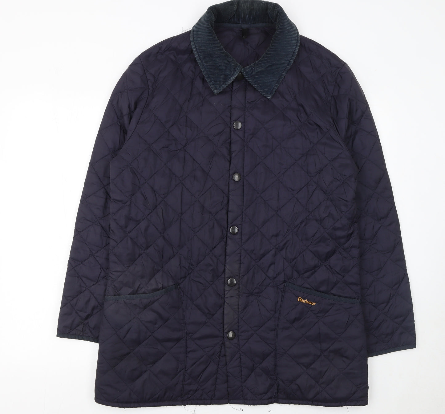 Barbour Men's Blue Quilted Mid-Length Jacket Size S