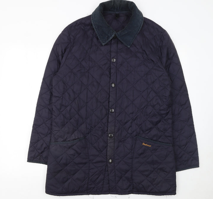Barbour Men's Blue Quilted Mid-Length Jacket Size S