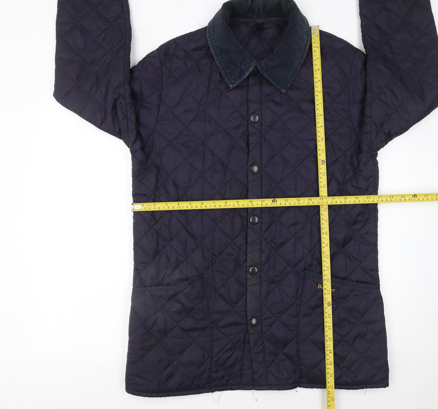 Barbour Men's Blue Quilted Mid-Length Jacket Size S