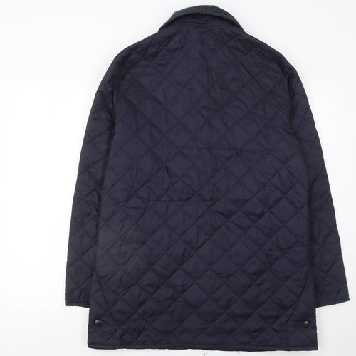 Barbour Men's Blue Quilted Mid-Length Jacket Size S