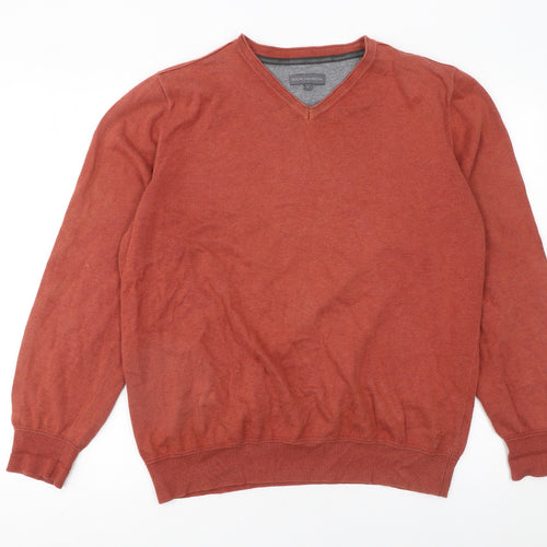 Rocha John Rocha Men’s Brown Cotton V-Neck Jumper Size L