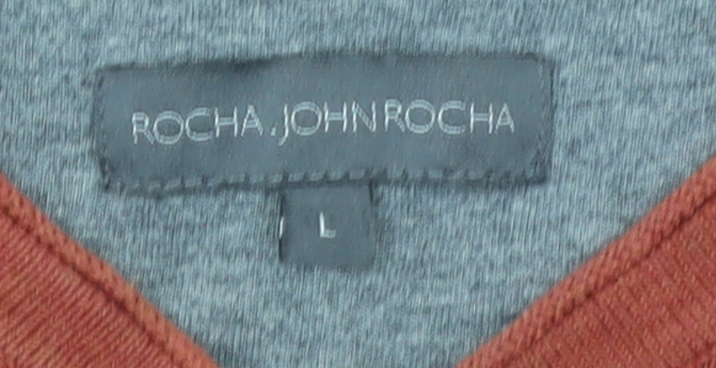 Rocha John Rocha Men’s Brown Cotton V-Neck Jumper Size L