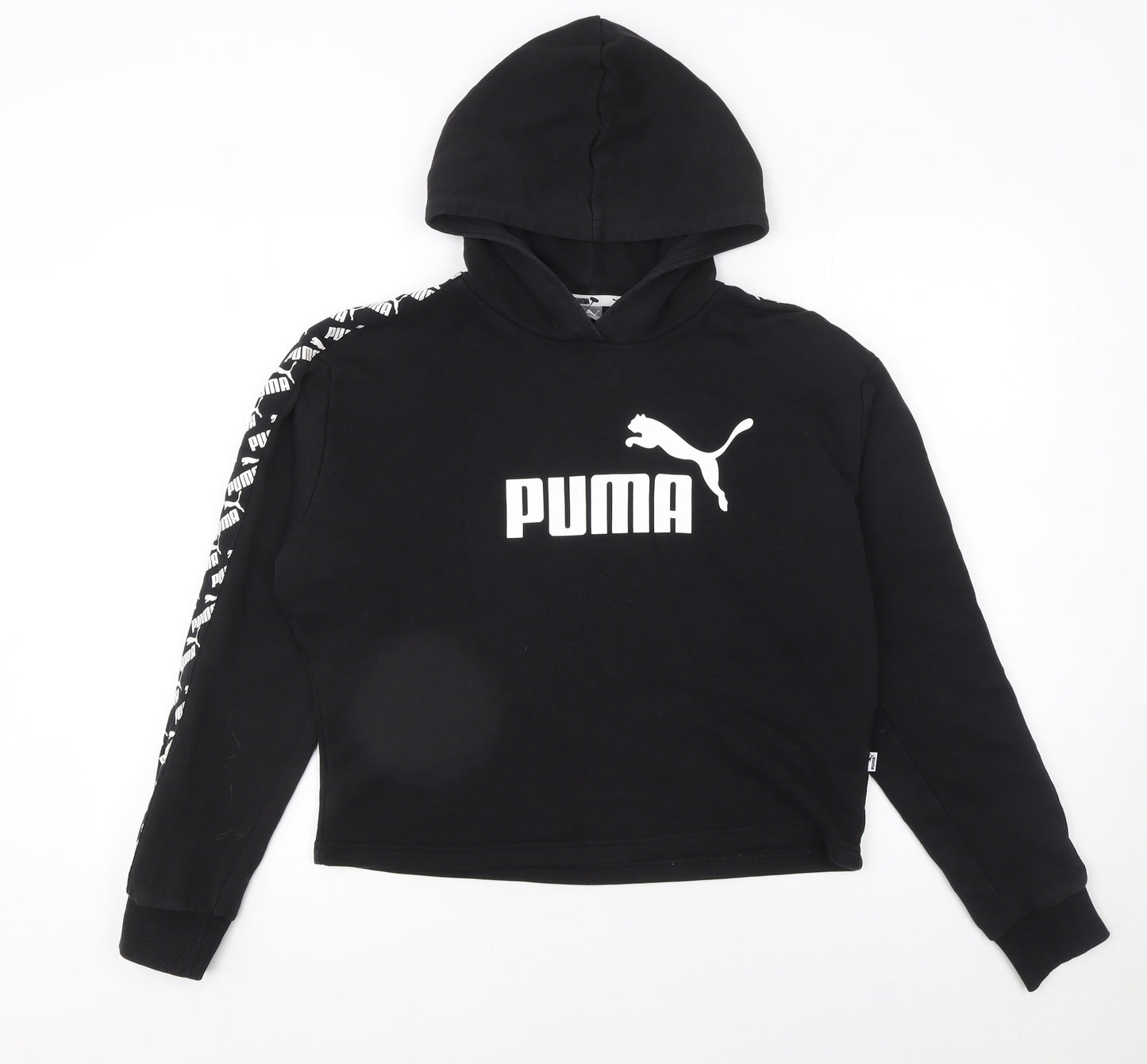 Puma Womens Black Small Pullover Hoodie with Logo Detail