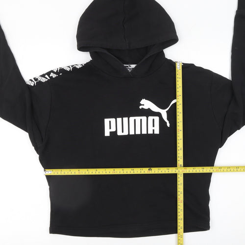 Puma Womens Black Small Pullover Hoodie with Logo Detail