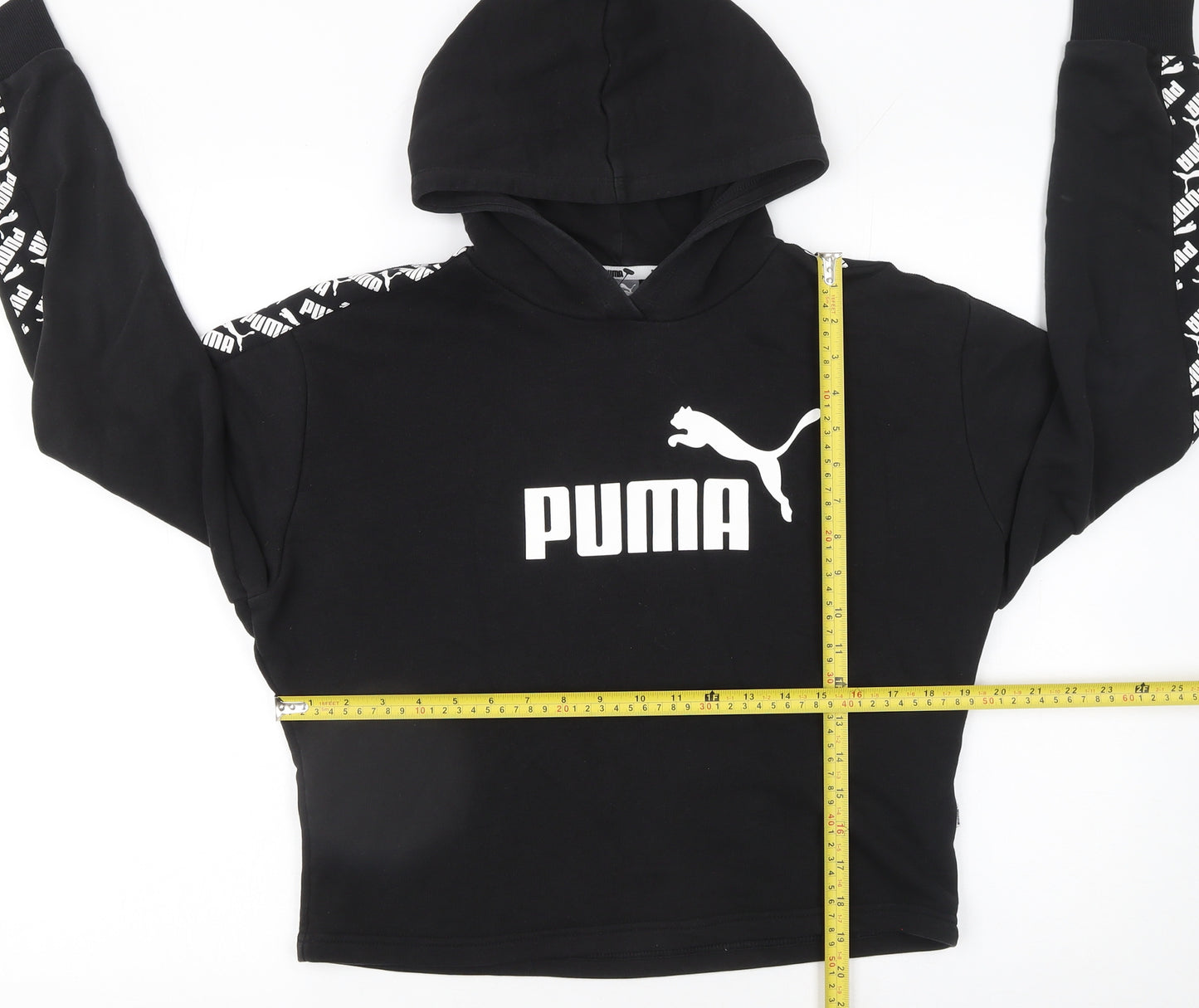 Puma Womens Black Small Pullover Hoodie with Logo Detail