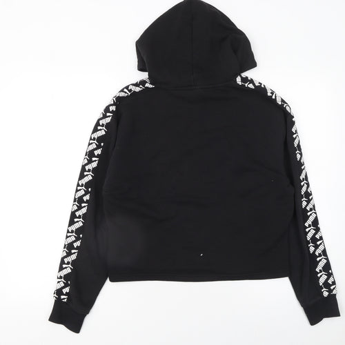 Puma Womens Black Small Pullover Hoodie with Logo Detail