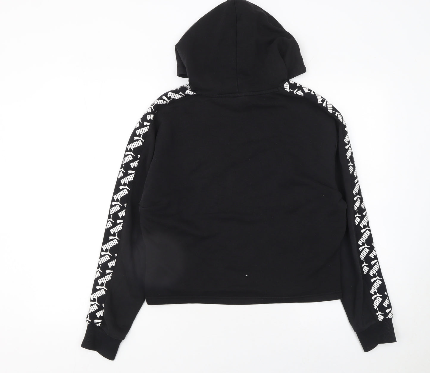 Puma Womens Black Small Pullover Hoodie with Logo Detail