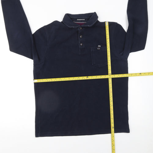 Ted Baker Men's Blue Long Sleeve Cotton Polo Shirt Size L