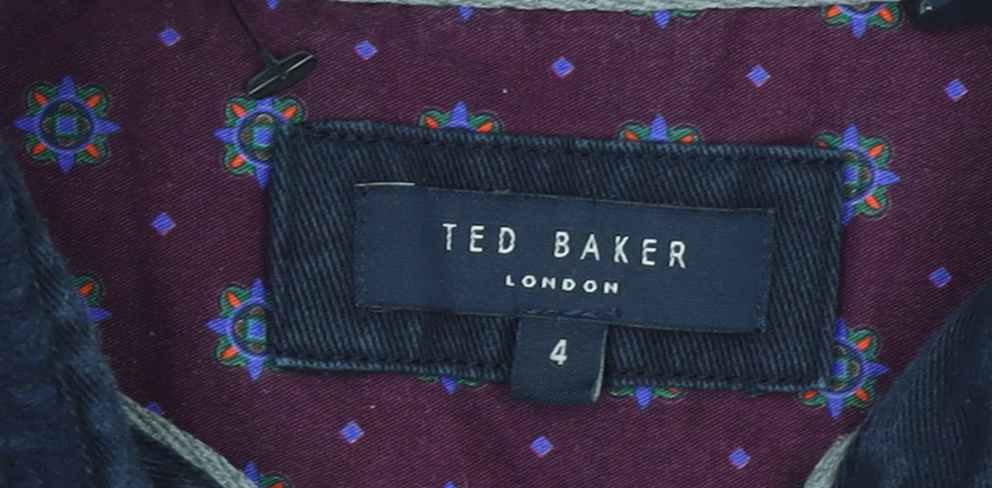 Ted Baker Men's Blue Long Sleeve Cotton Polo Shirt Size L