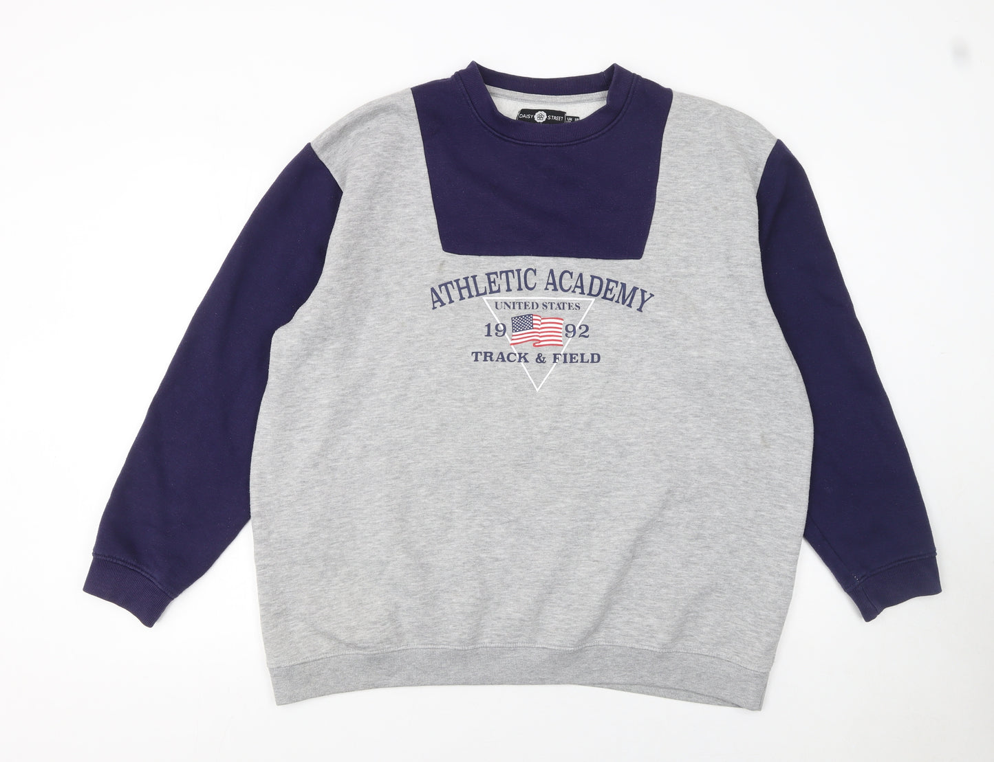 Daisy Street Curve Womens Grey Blue Athletic Academy Sweatshirt UK 18