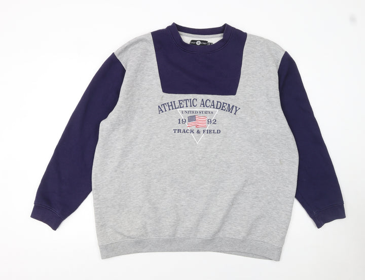 Daisy Street Curve Womens Grey Blue Athletic Academy Sweatshirt UK 18