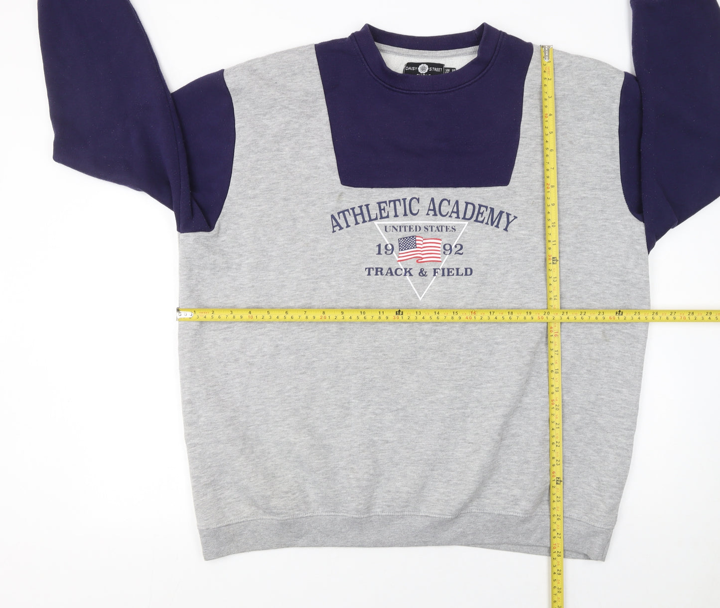 Daisy Street Curve Womens Grey Blue Athletic Academy Sweatshirt UK 18