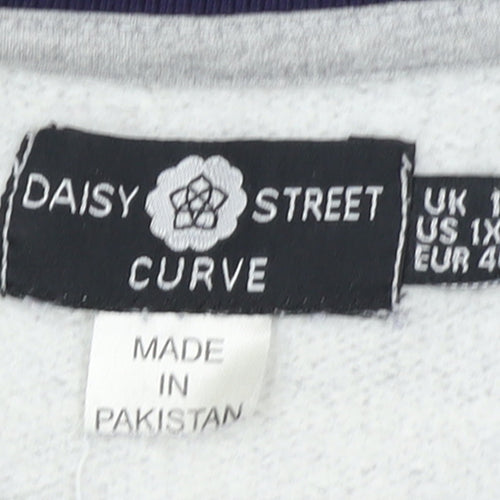 Daisy Street Curve Womens Grey Blue Athletic Academy Sweatshirt UK 18