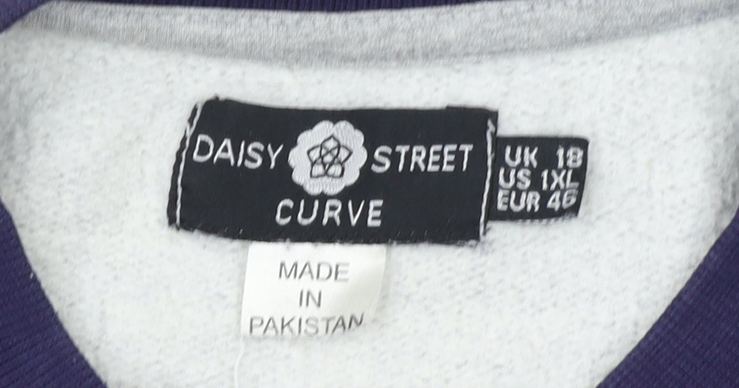 Daisy Street Curve Womens Grey Blue Athletic Academy Sweatshirt UK 18