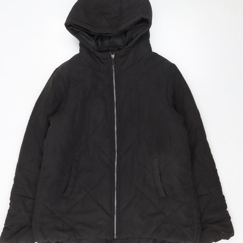 PrettyLittleThing Women Black Quilted Hooded Puffer Jacket Size 10