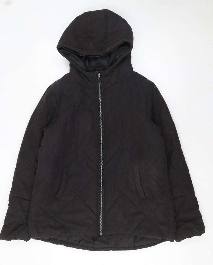 PrettyLittleThing Women Black Quilted Hooded Puffer Jacket Size 10
