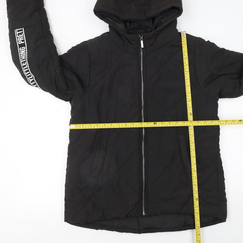 PrettyLittleThing Women Black Quilted Hooded Puffer Jacket Size 10
