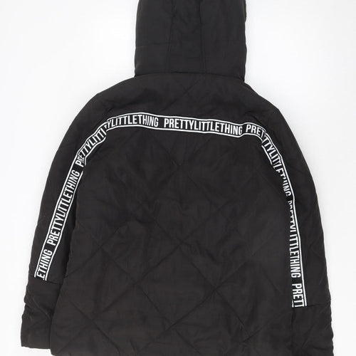 PrettyLittleThing Women Black Quilted Hooded Puffer Jacket Size 10