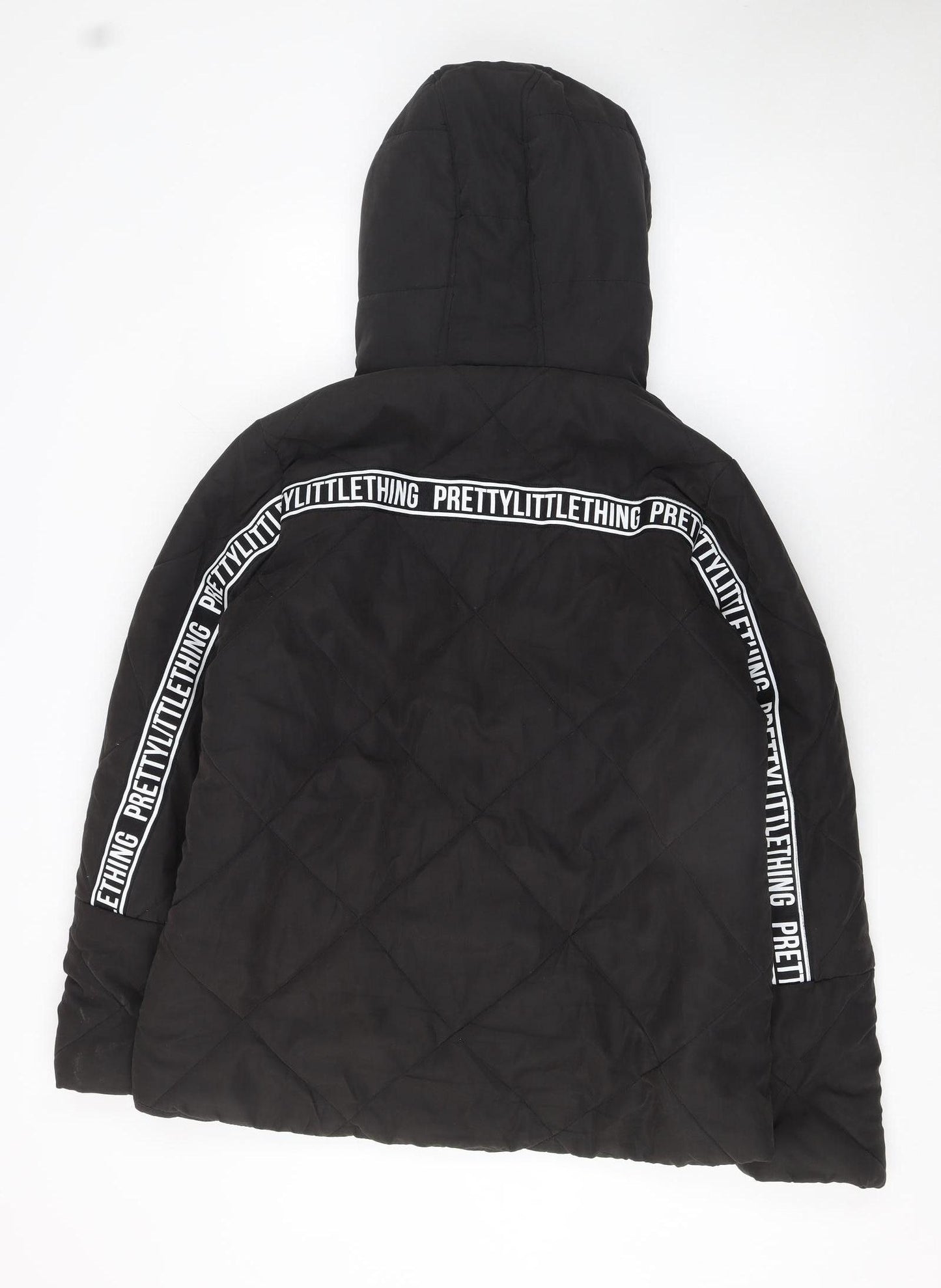 PrettyLittleThing Women Black Quilted Hooded Puffer Jacket Size 10