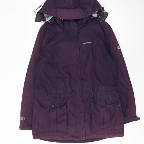 Craghoppers Women’s Purple Waterproof Hooded Rain Coat Jacket UK 12