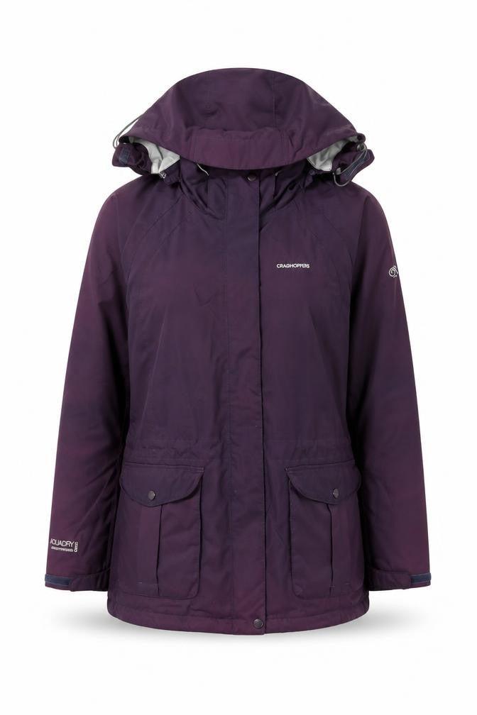 Craghoppers Women’s Purple Waterproof Hooded Rain Coat Jacket UK 12
