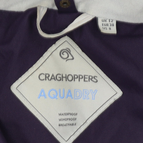 Craghoppers Women’s Purple Waterproof Hooded Rain Coat Jacket UK 12