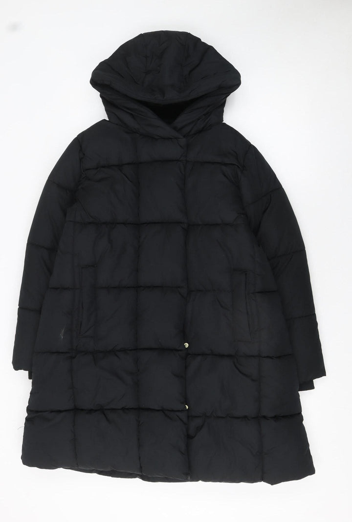 Next Girls Black Long Puffer Coat Hooded Quilted Winter Jacket Age 11 Years