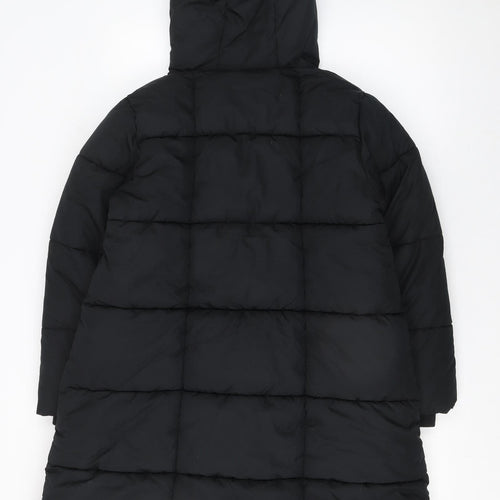 Next Girls Black Long Puffer Coat Hooded Quilted Winter Jacket Age 11 Years