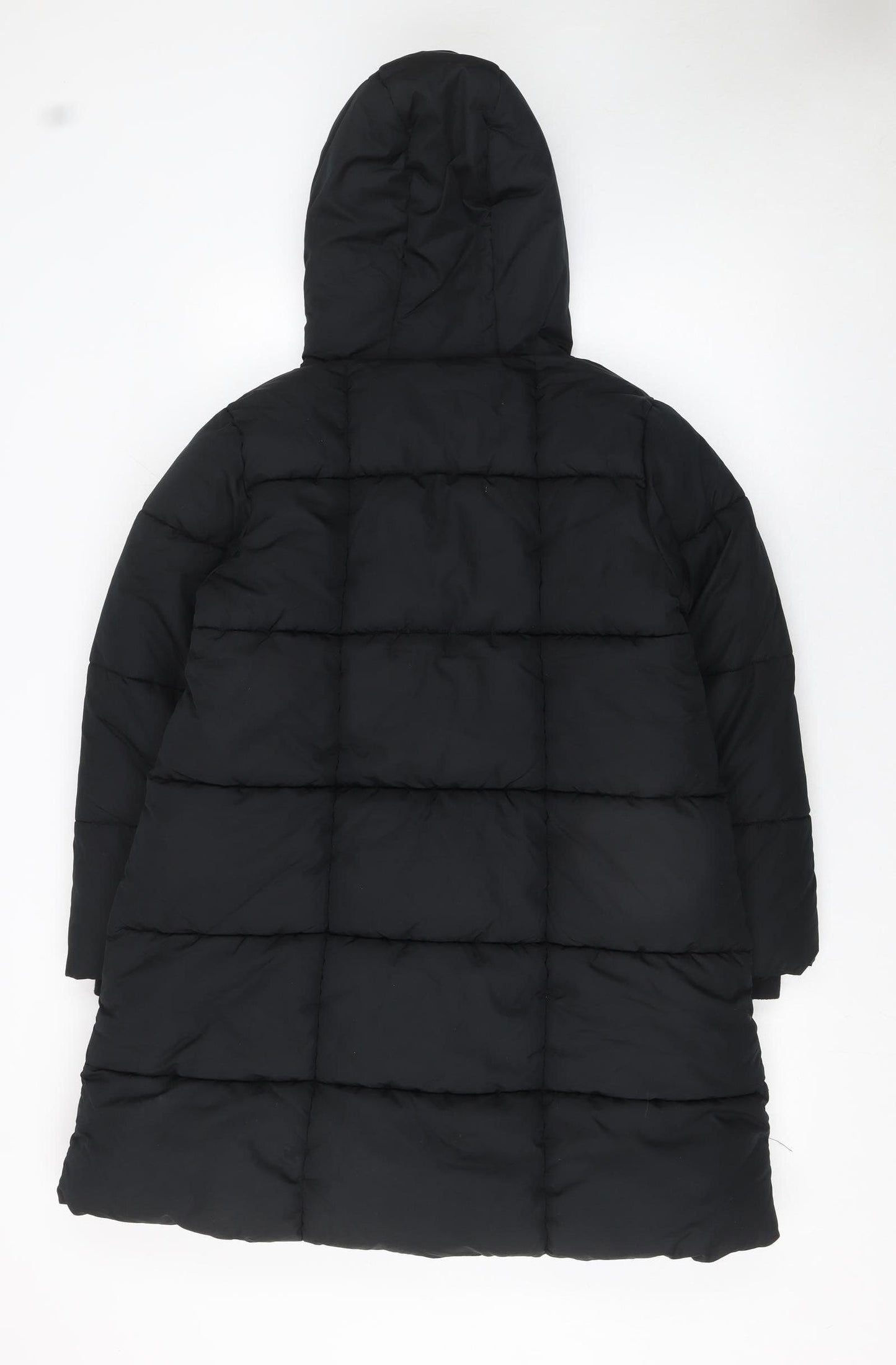 Next Girls Black Long Puffer Coat Hooded Quilted Winter Jacket Age 11 Years