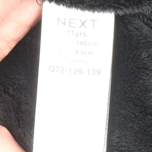 Next Girls Black Long Puffer Coat Hooded Quilted Winter Jacket Age 11 Years