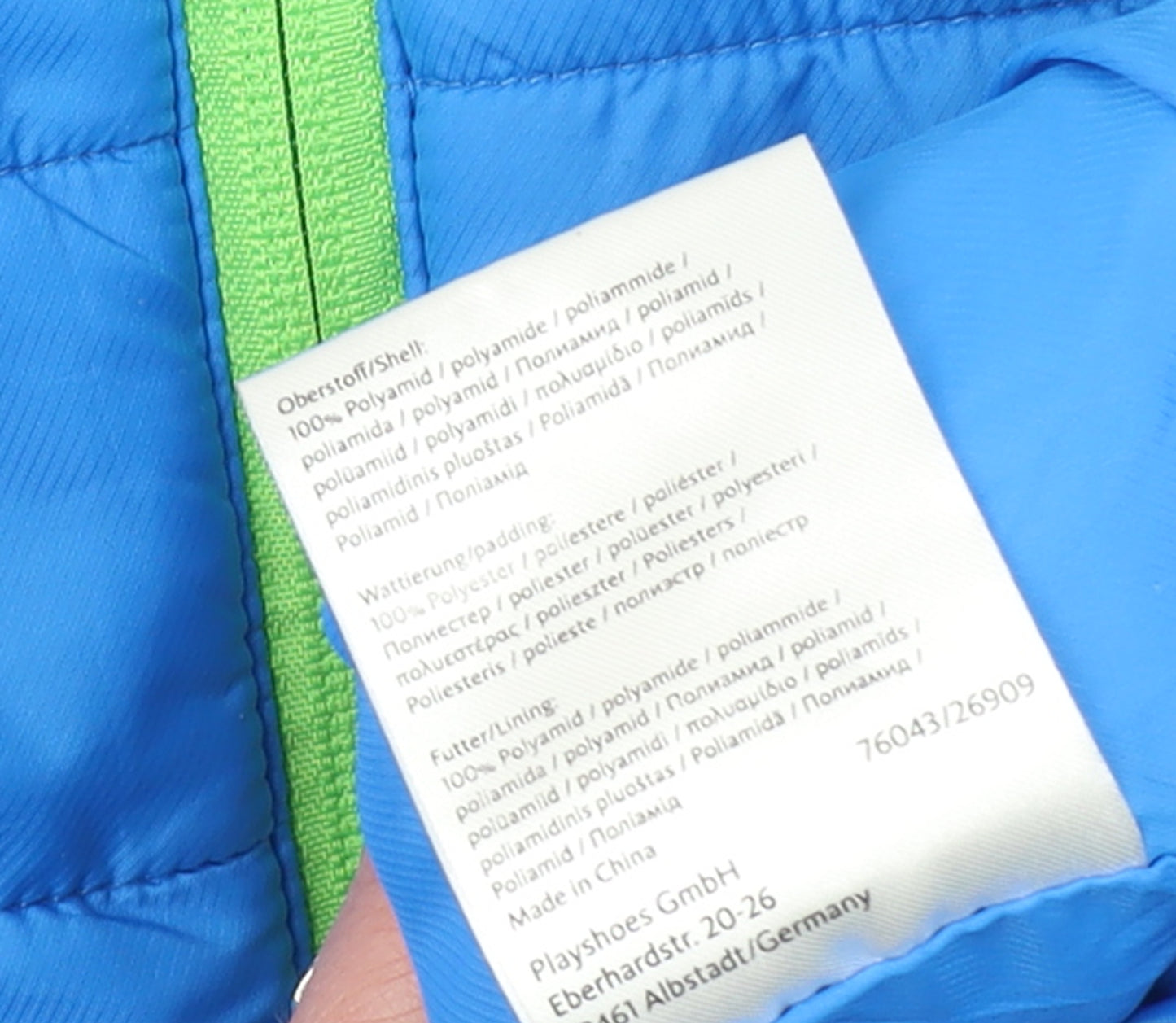 Playshoes Boys Blue Puffer Jacket Size 12 Years Full Zip Winter Coat