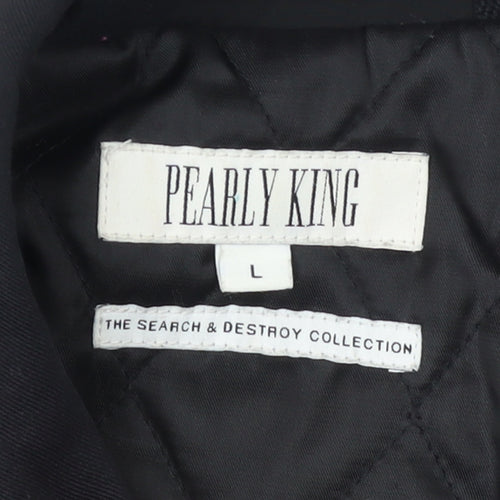Pearly King Men's Black Military Jacket L Cotton Twill Casual