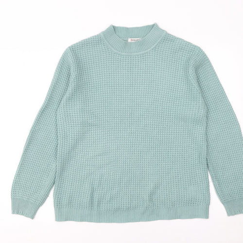 Damart Women’s Green Waffle Knit Mock Neck Jumper Size 14/16