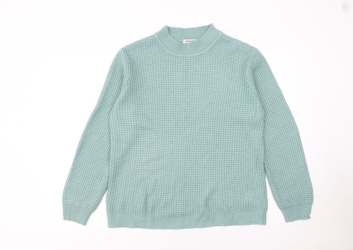 Damart Women’s Green Waffle Knit Mock Neck Jumper Size 14/16