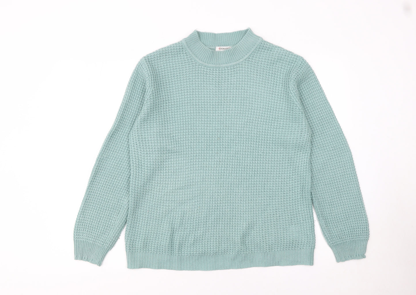Damart Women’s Green Waffle Knit Mock Neck Jumper Size 14/16