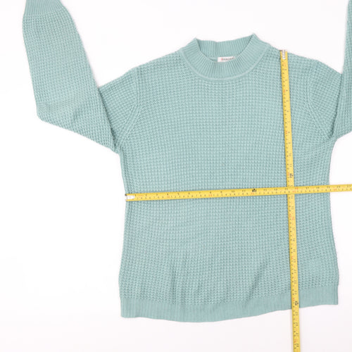 Damart Women’s Green Waffle Knit Mock Neck Jumper Size 14/16